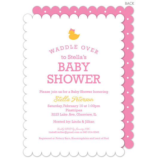Pink Waddle Over Shower Invitations